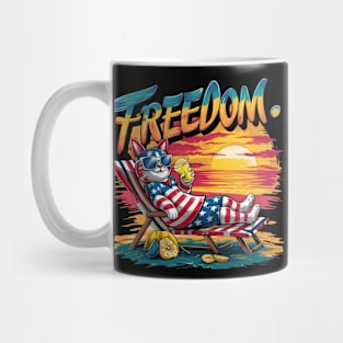 Freedom Cat: Retro Flag Design Mug